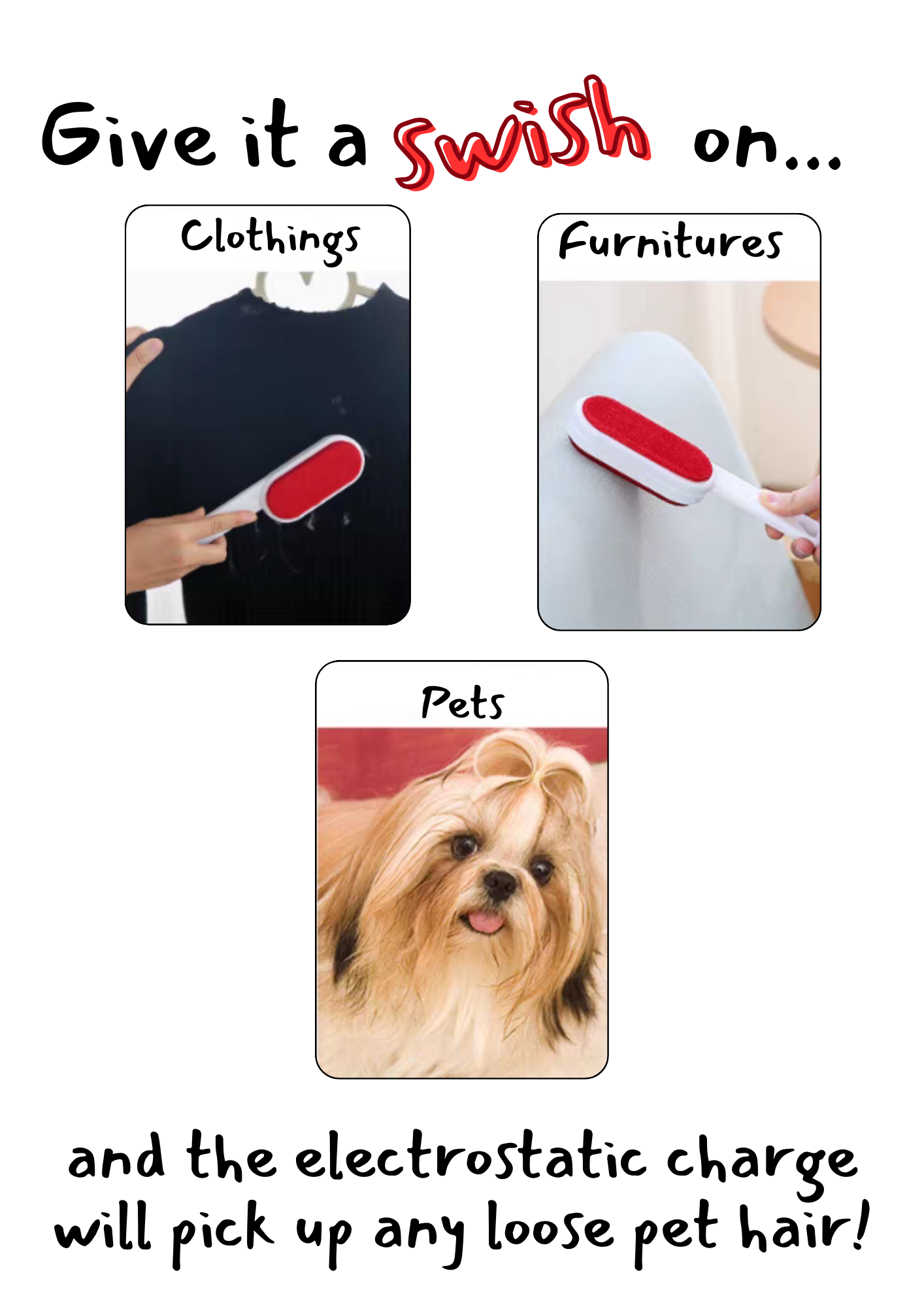 Electrostatic Double-sided Pet Hair Removal Brush
