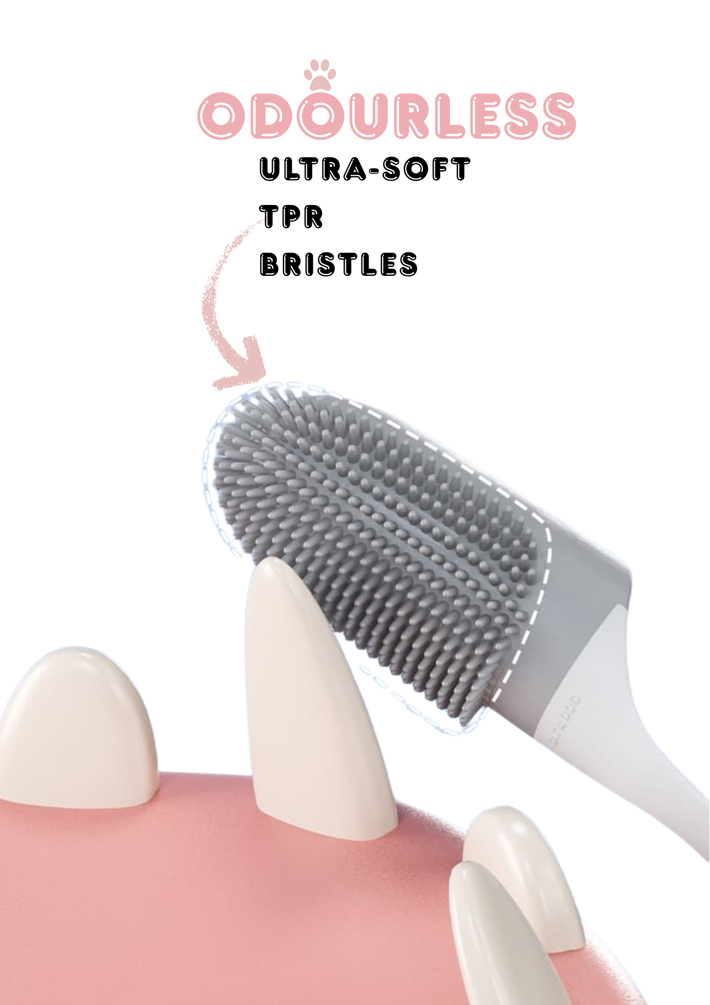 Pet Toothbrush with Ergonomic Handle and Finger Sleeve