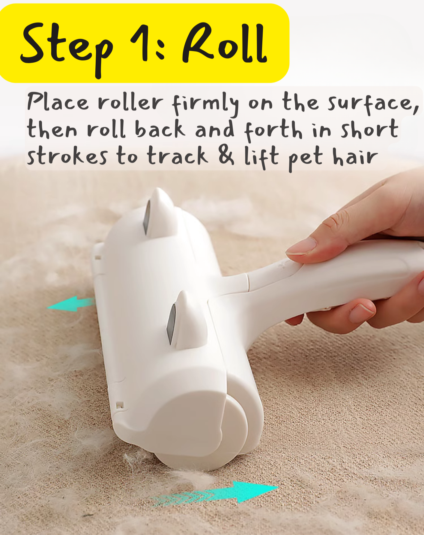 White Kitten Pet Hair and Lint Roller